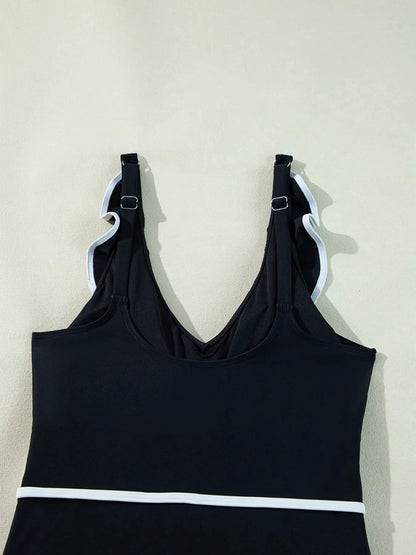 Ruffle Trim V-Neck One-Piece Swimsuit by Trendsi