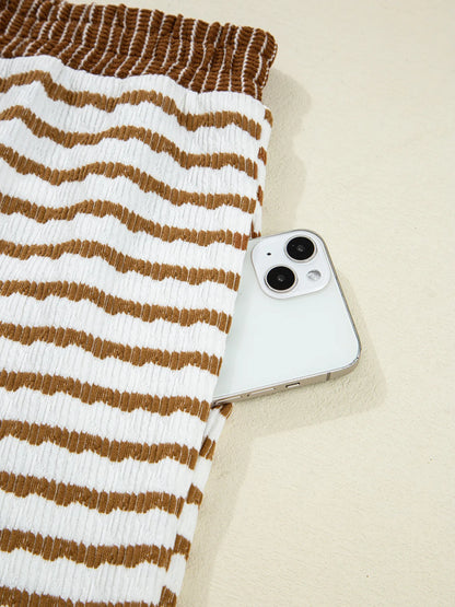 Stripe Collared Top and Drawstring Pant Set by Trendsi