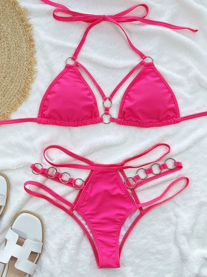 Cutout Halter Neck Two-Piece Bikini Set by Trendsi