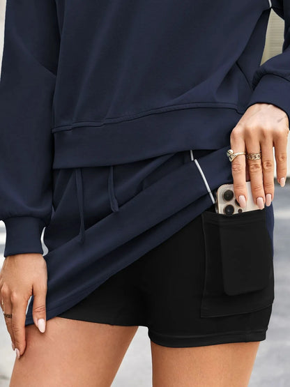 Round Neck Raglan Sleeve Top and Skort Set by Trendsi