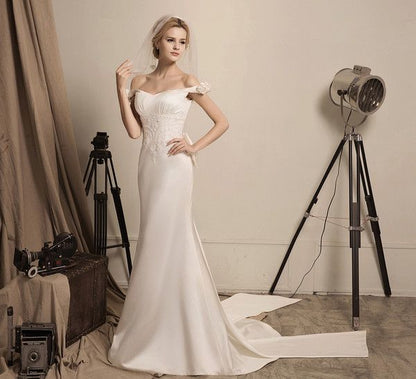 Florienne Sonata Beaded Lace Off-Shoulder Mermaid Gown