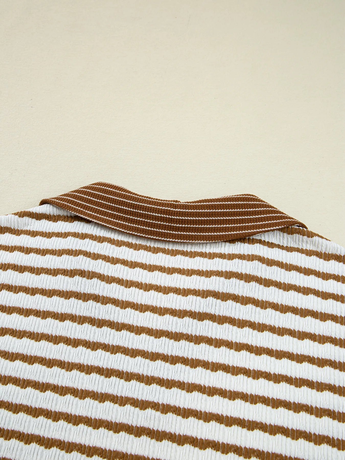 Stripe Collared Top and Drawstring Pant Set by Trendsi