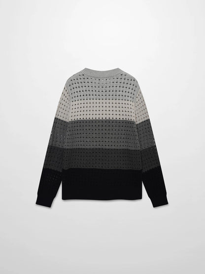 Striped Crochet Sweater-Grey by VAARA