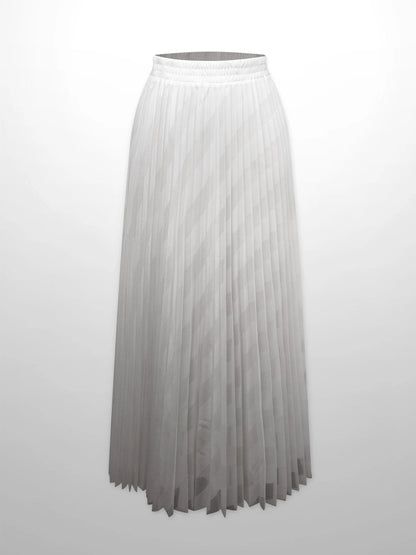 Perforated Pleated Skirt-White by MIRAGE
