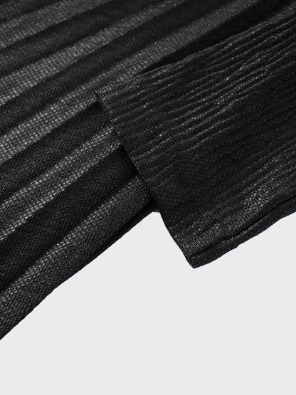 Pleat Bottom Stretch Maxi Dress-Black Shimmer by MEENA