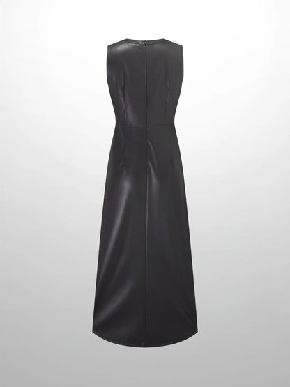 Faux Leather Seamed Jumper - Black by MIRAGE