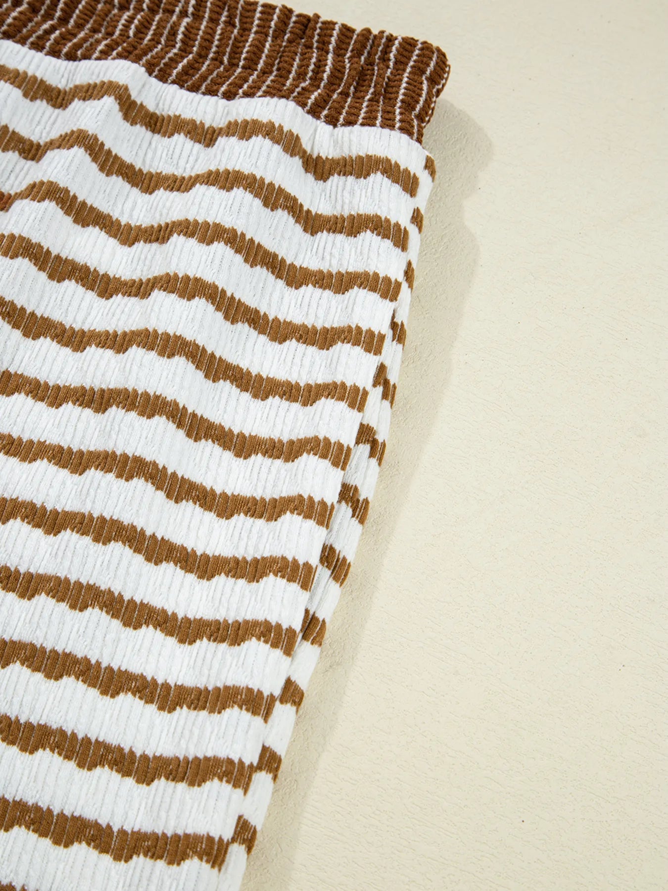 Stripe Collared Top and Drawstring Pant Set by Trendsi