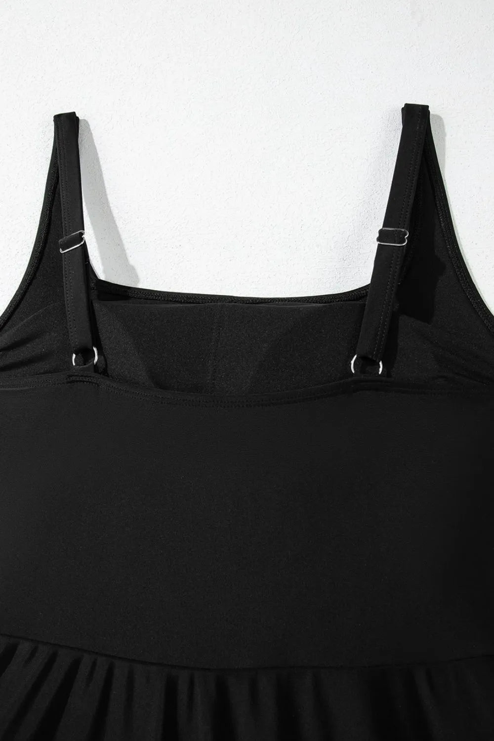 Side Tied Waist Square Neck Adjustable Straps A-line One Piece Swim Dress by Trendsi