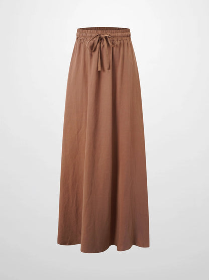 Drawstring Circle Skirt-Brown by MELI