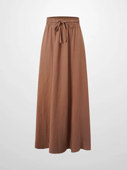 Drawstring Circle Skirt-Brown by MELI