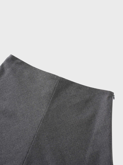 Basic A-Line Seamed Short Skirt-Grey by Hailey