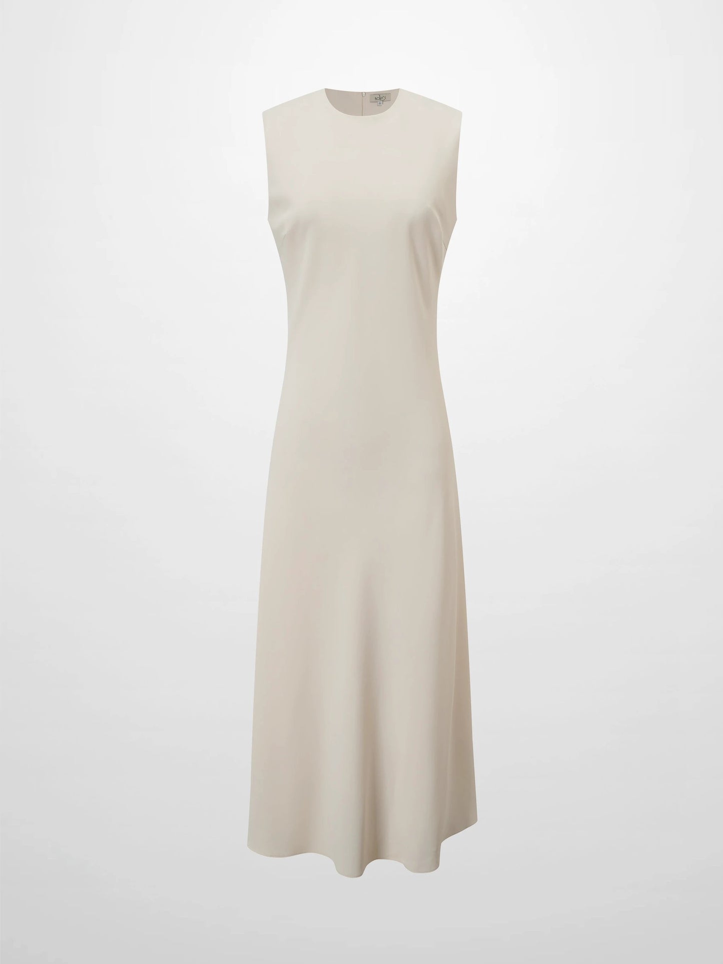 Faux Satin Crew Neck Slip Dress-White by SOLEI