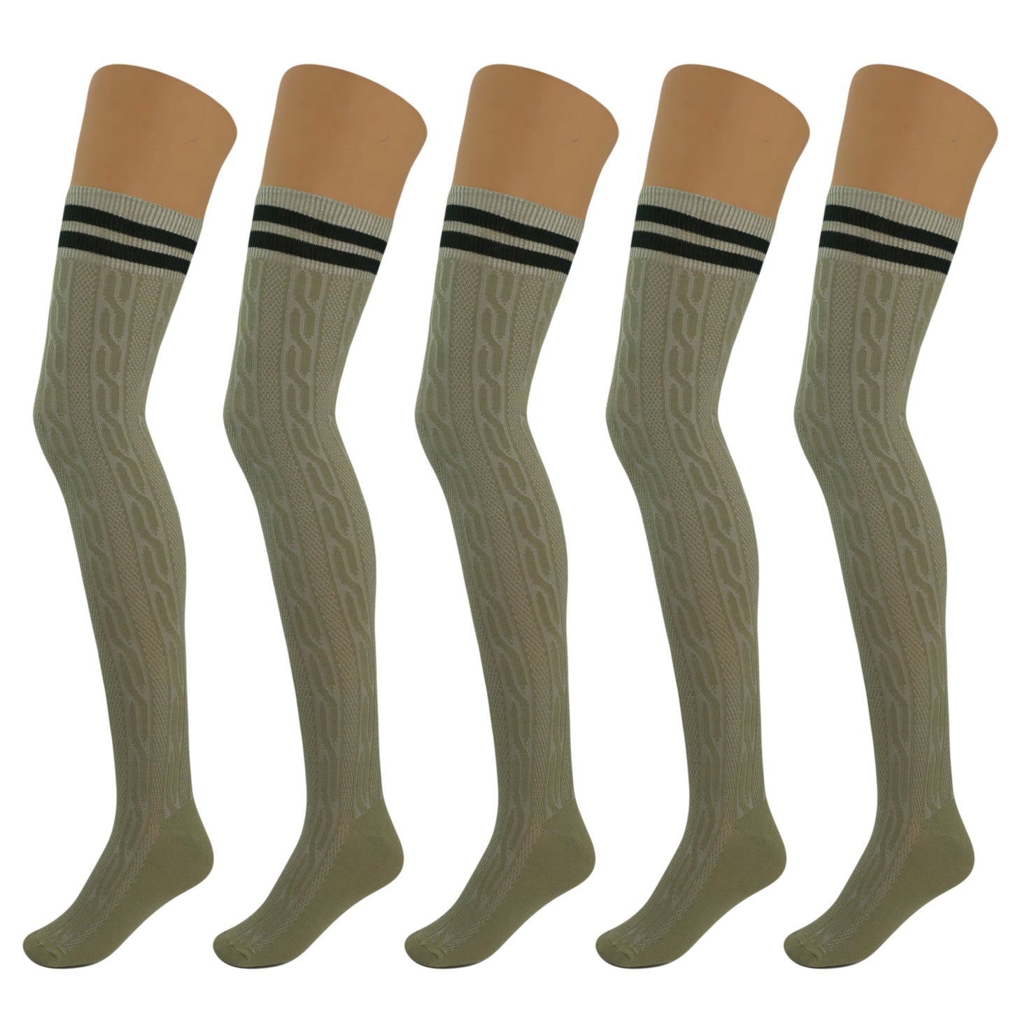 5 Pairs Over-the-Knee Thigh-High Cotton Socks for Women – Warm Boot Leg Warmers, Soft & Stretchy Knit Stockings-3