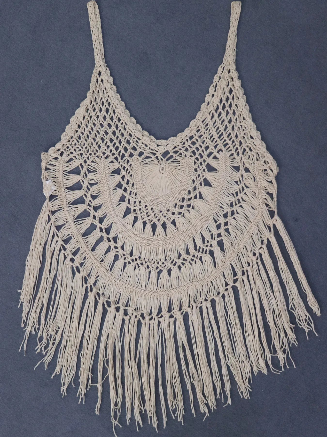 Crochet Fringe Beach Cover Up by Trendsi