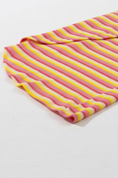 Striped Round Neck Short Sleeve Top and Pants Set by Trendsi