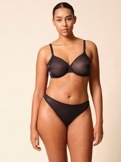 Gossard Glossies Black Sheer Thong Panty
