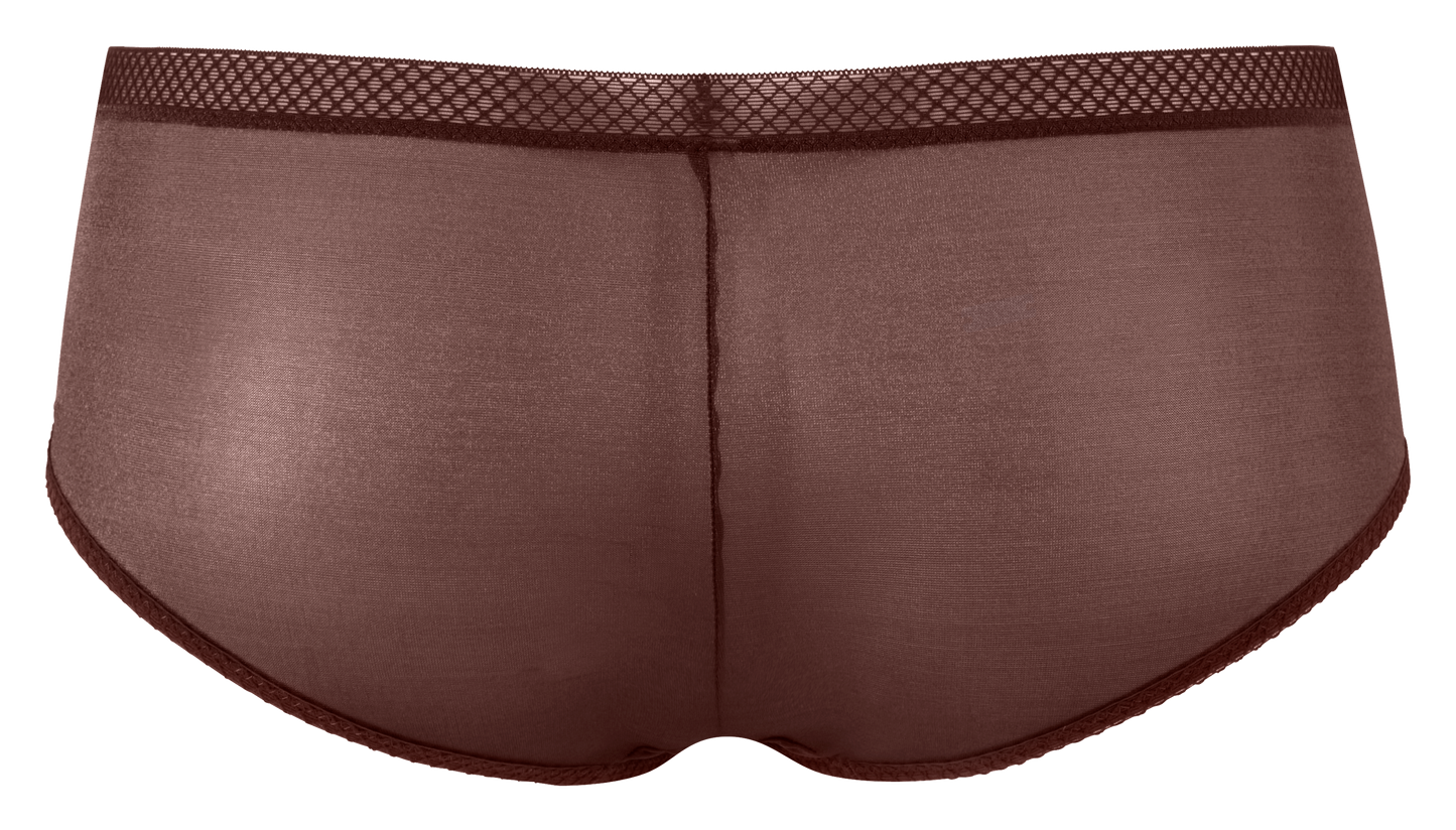 Gossard Glossies Rich Brown Sheer See Through Shorts Panty