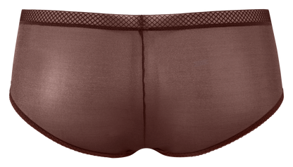 Gossard Glossies Rich Brown Sheer See Through Shorts Panty