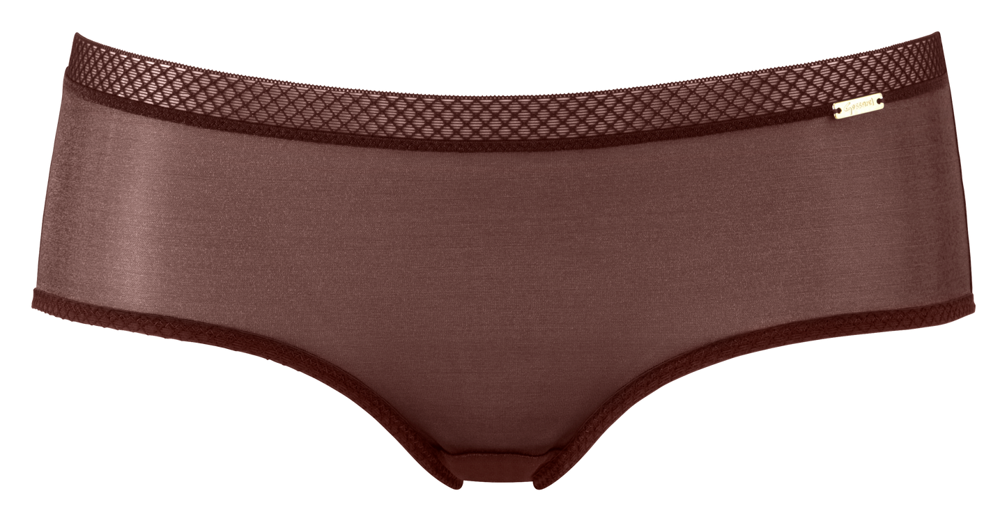 Gossard Glossies Rich Brown Sheer See Through Shorts Panty