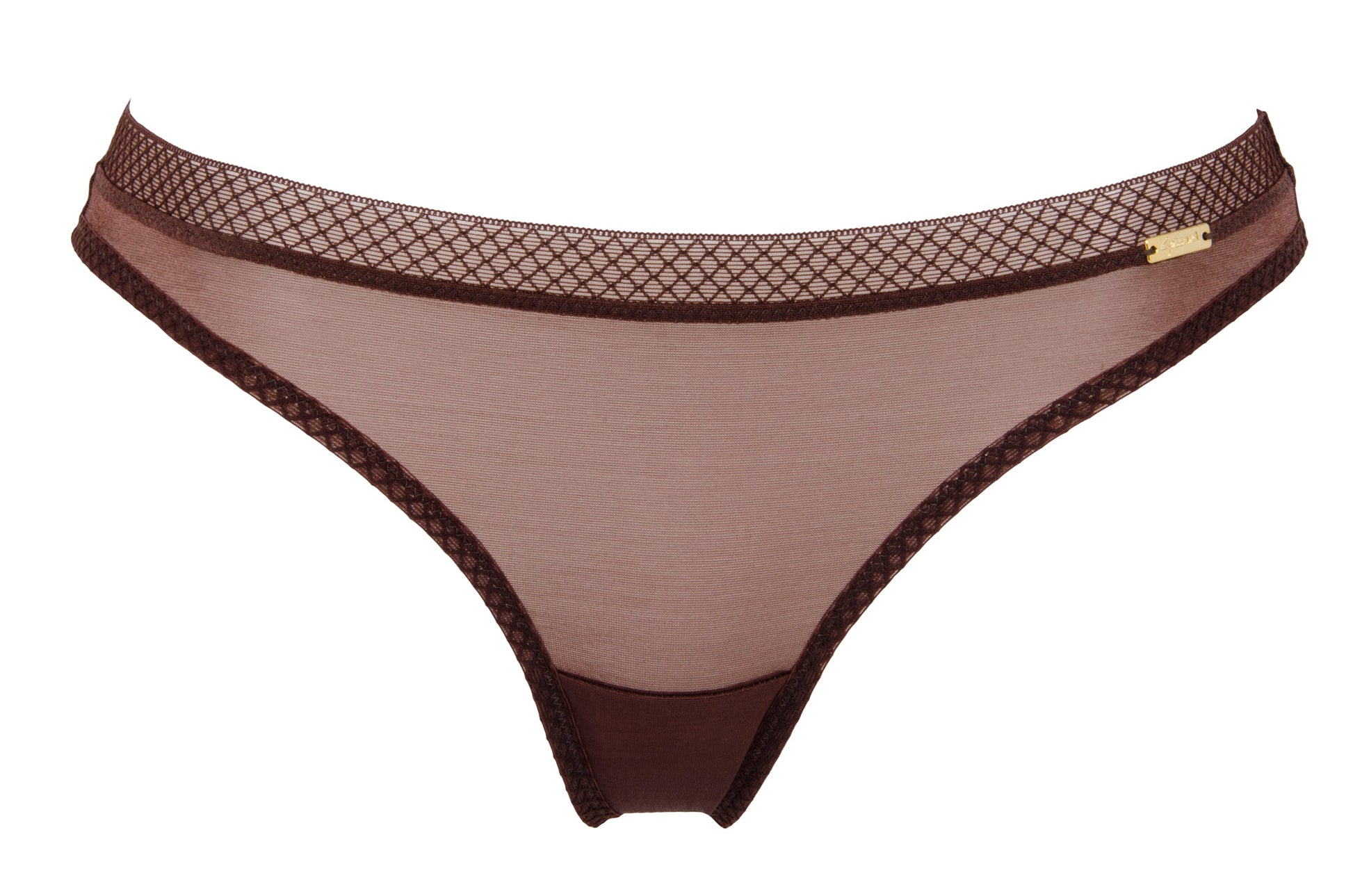 Sheer See Through Thong Panty Gossard Glossies Rich Brown-2