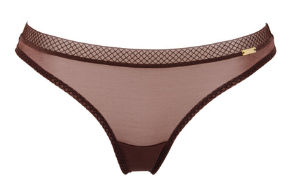 Sheer See Through Thong Panty Gossard Glossies Rich Brown-2