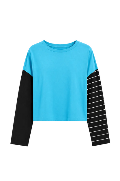 Pima Cotton Mixed Media Mini Luxury Boxy T-Shirt - Capri