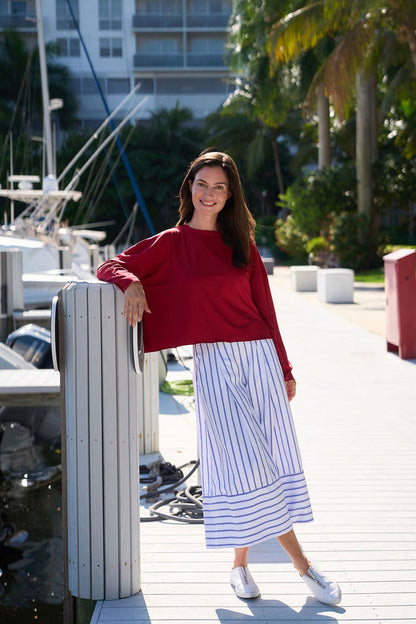 Cotton Gaucho Pants - Nautical Stripe
