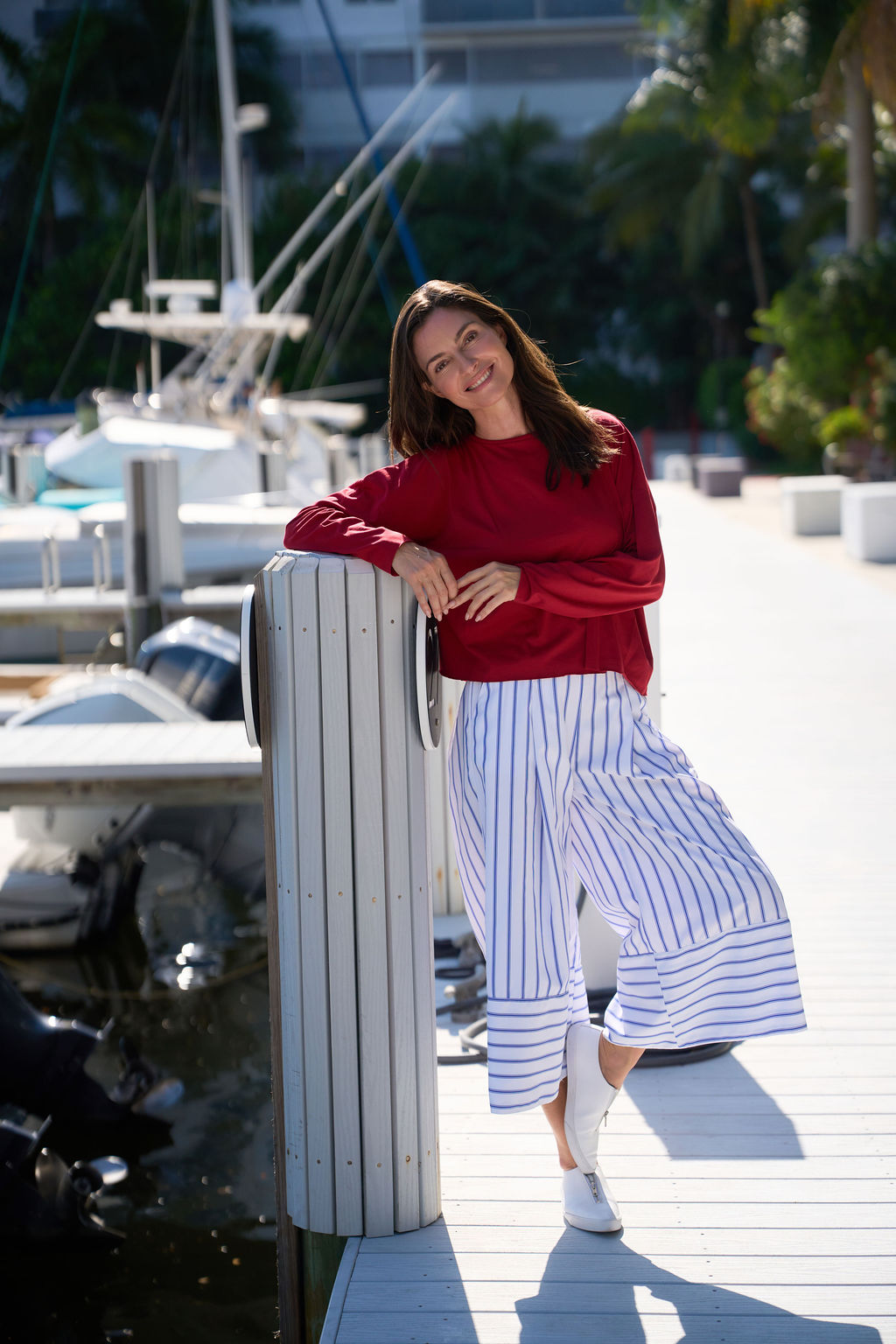 Cotton Gaucho Pants - Nautical Stripe