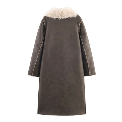 Espresso Stroll Faux-Shearling Long Coat