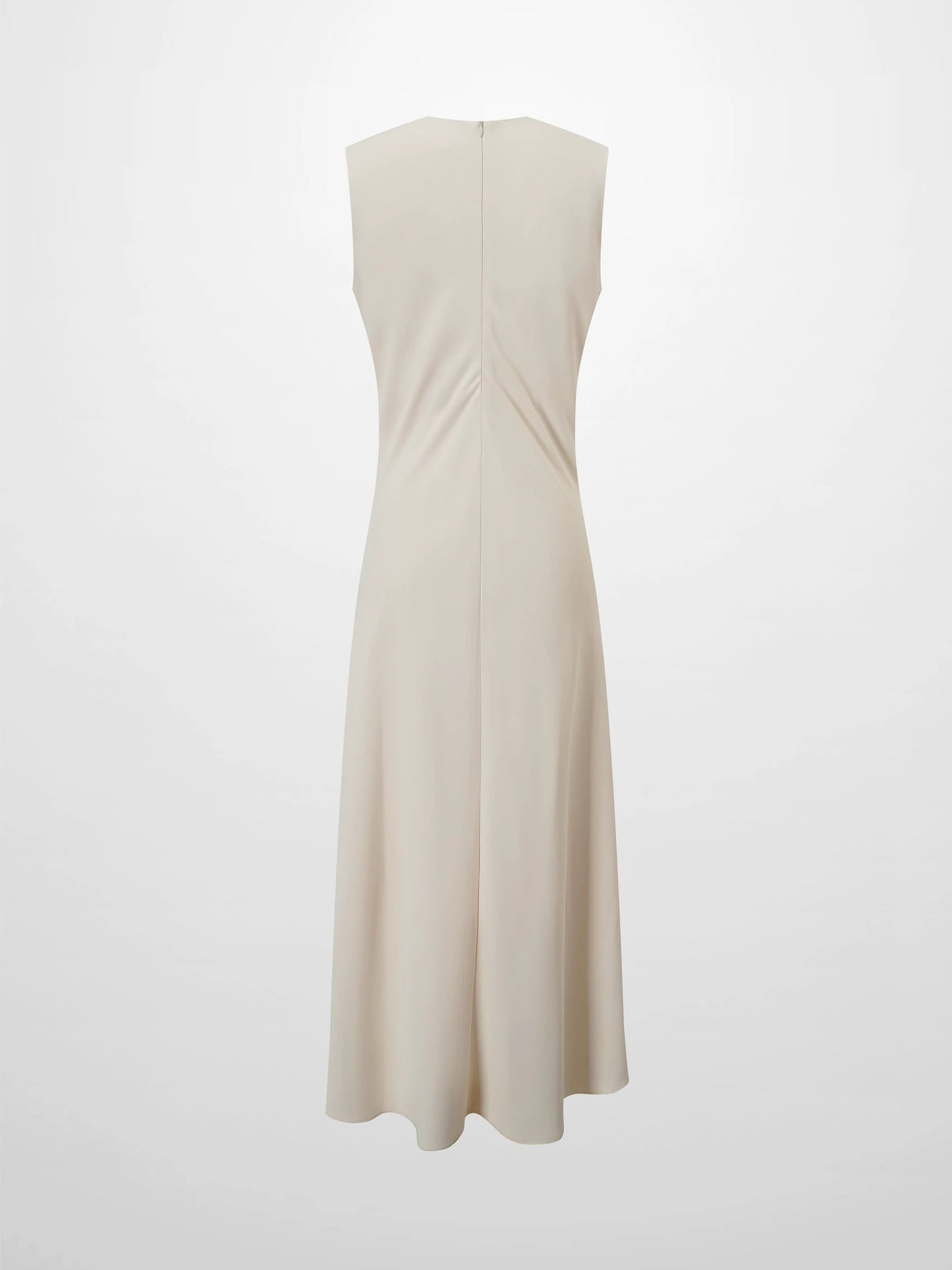 Faux Satin Crew Neck Slip Dress-White by SOLEI