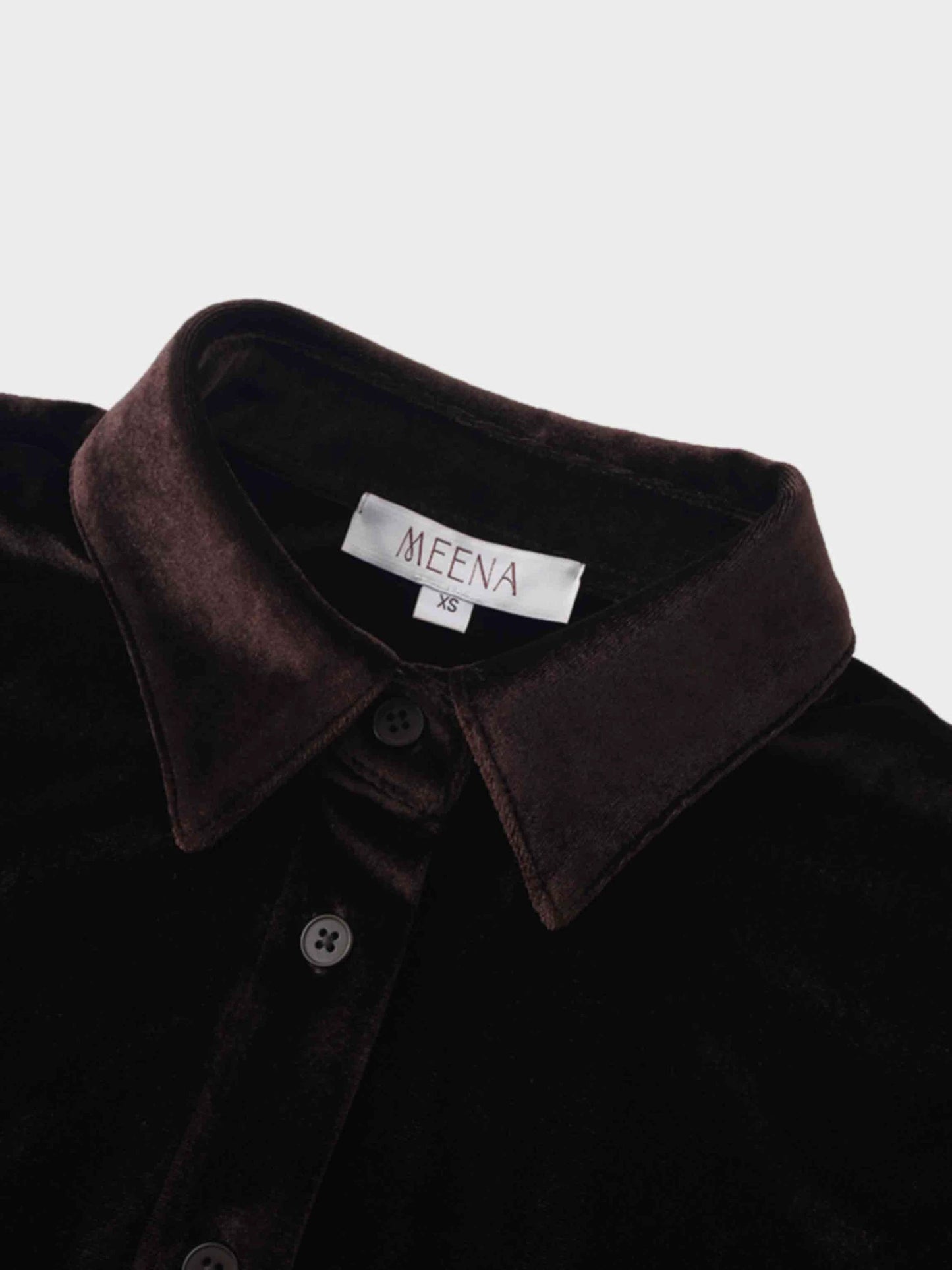 Velour Button Down Blouse-Brown by MEENA