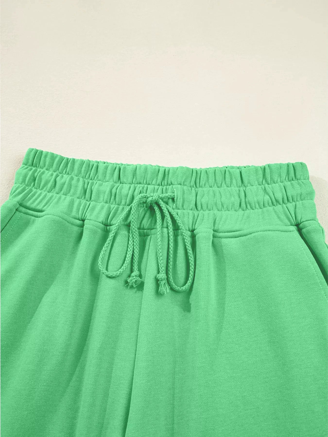 Drop Shoulder Puff Sleeve Crop Top and Drawstring Wide Leg Pants Set by Trendsi