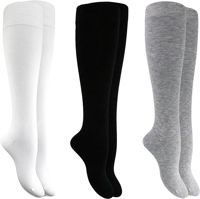 3 Pairs Women's Bamboo Knee High Seamless Dress Socks – Soft & Moisture-Wicking by AWS/American Made