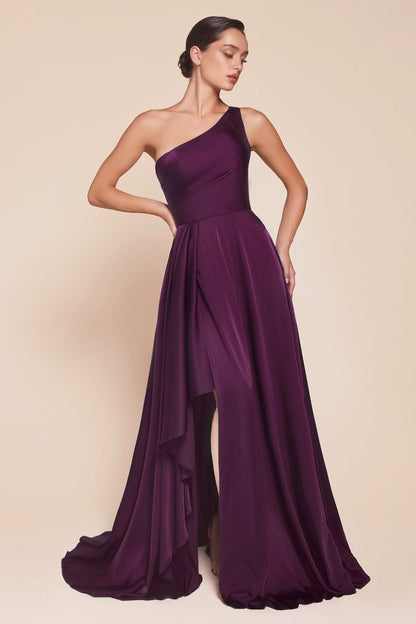 One Shoulder Satin A-Line Dress-1