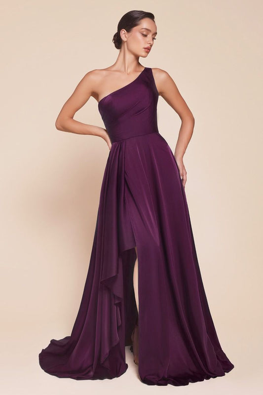 One Shoulder Satin A-Line Dress-1