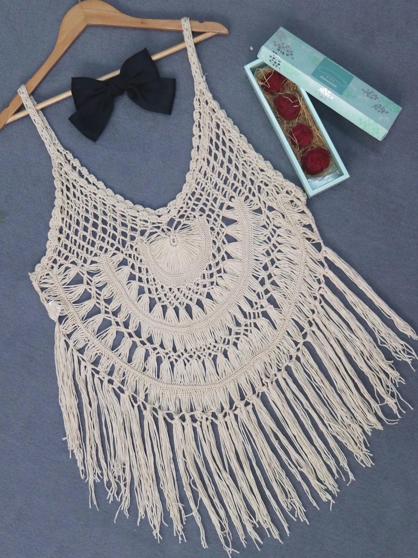 Crochet Fringe Beach Cover Up by Trendsi