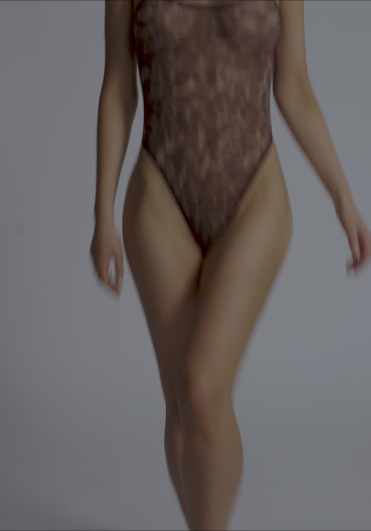 Blush The Mesh Leopard Sheer Mesh Stretch Bodysuit