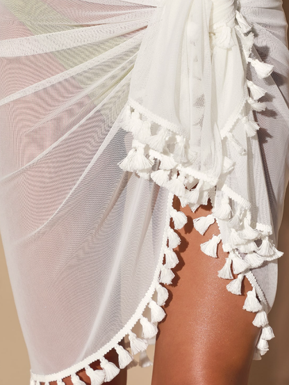 SOLID SARONG WITH TASSELS