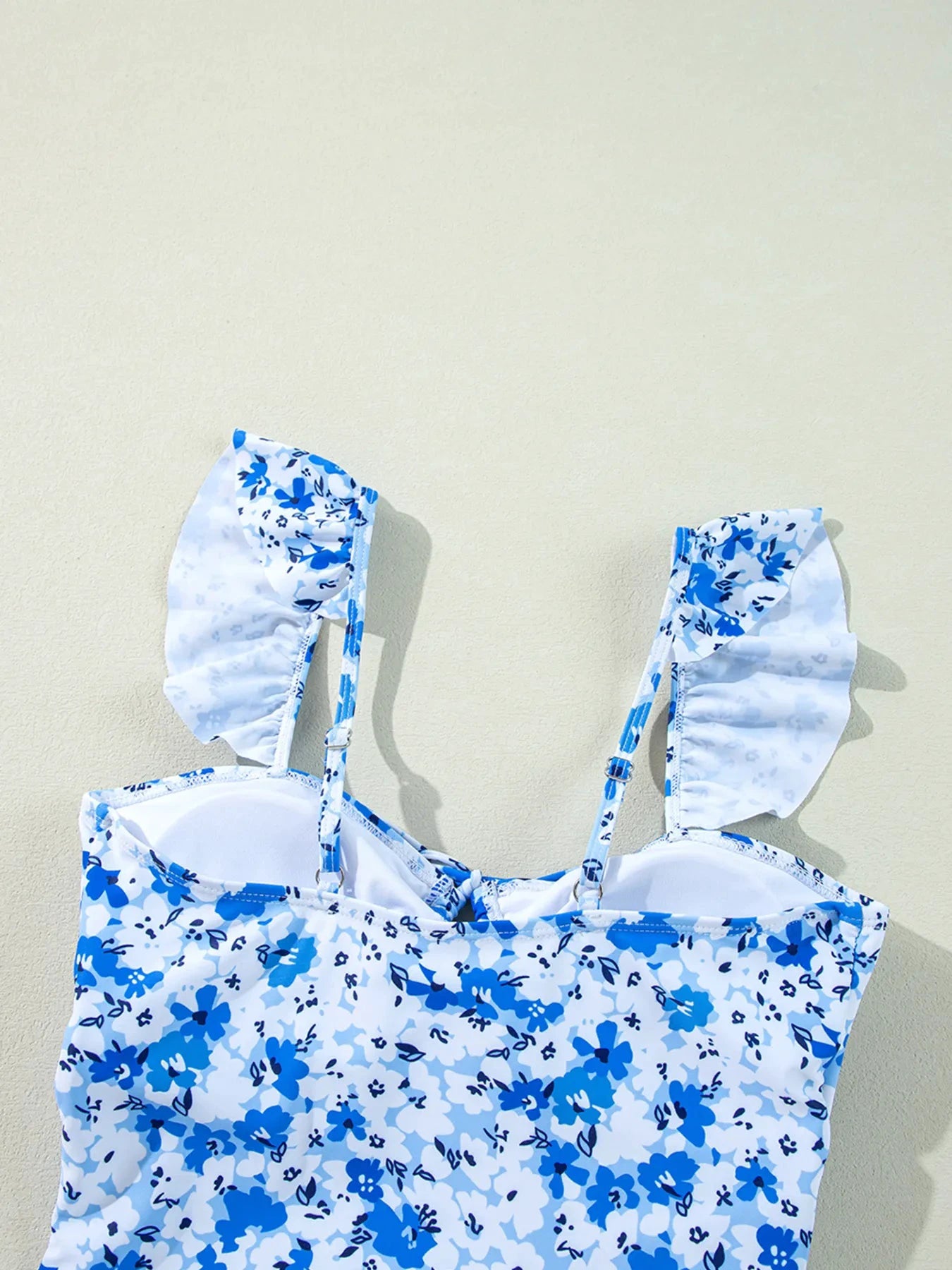 Floral Ruffled Strap Lace-up Hollow Out One Piece Swimsuit by Trendsi