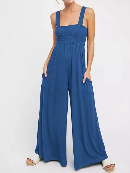 V-Neck Wide-Leg Jumpsuit with Pockets
