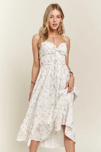 ADORA Smocked Floral Sweetheart Neck Cami Dress by Trendsi