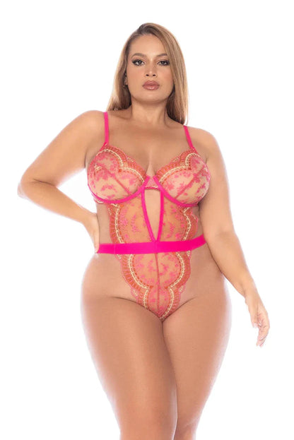 Sheer Cinched Waist Bodysuit Mapale Petal Kiss by Mapale Lingerie