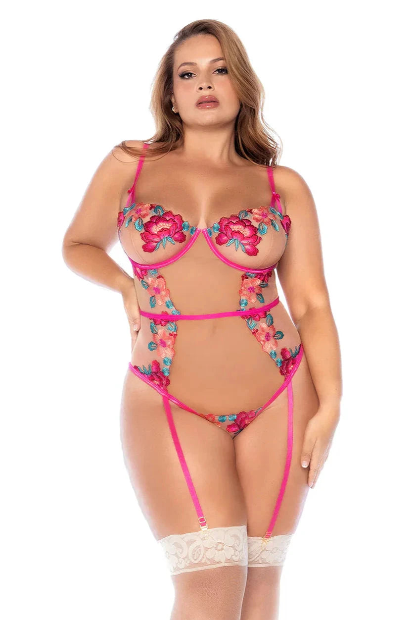 Sheer Mesh Bodysuit Mapale Wild Flower by Mapale Lingerie