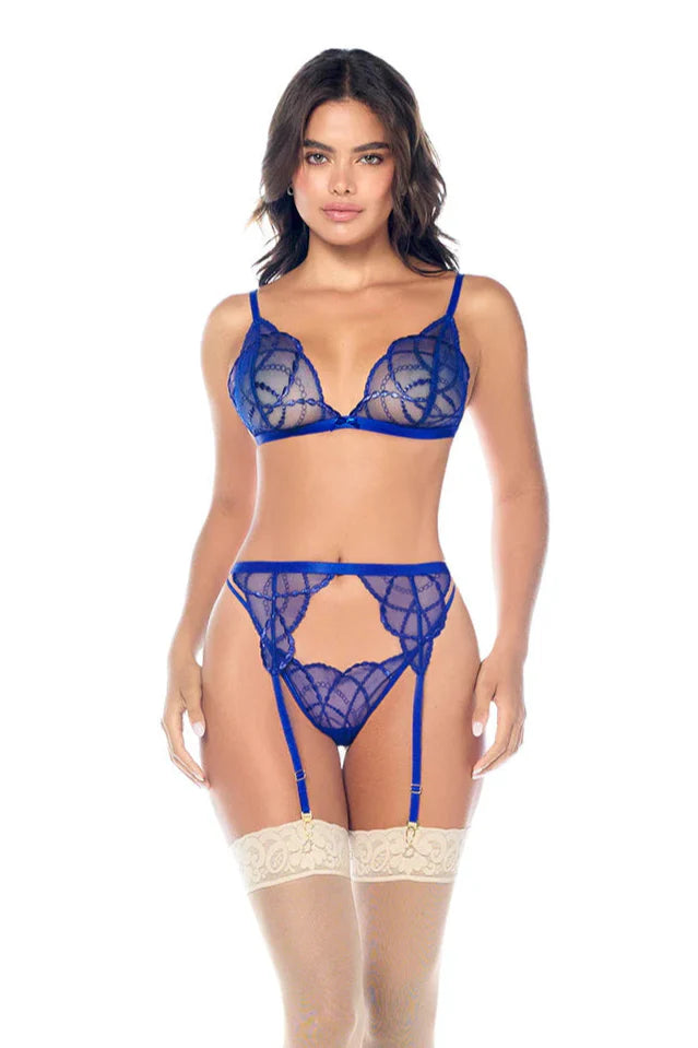 Mapale Sapphire Kiss Sheer Three-Piece Lingerie Set-0