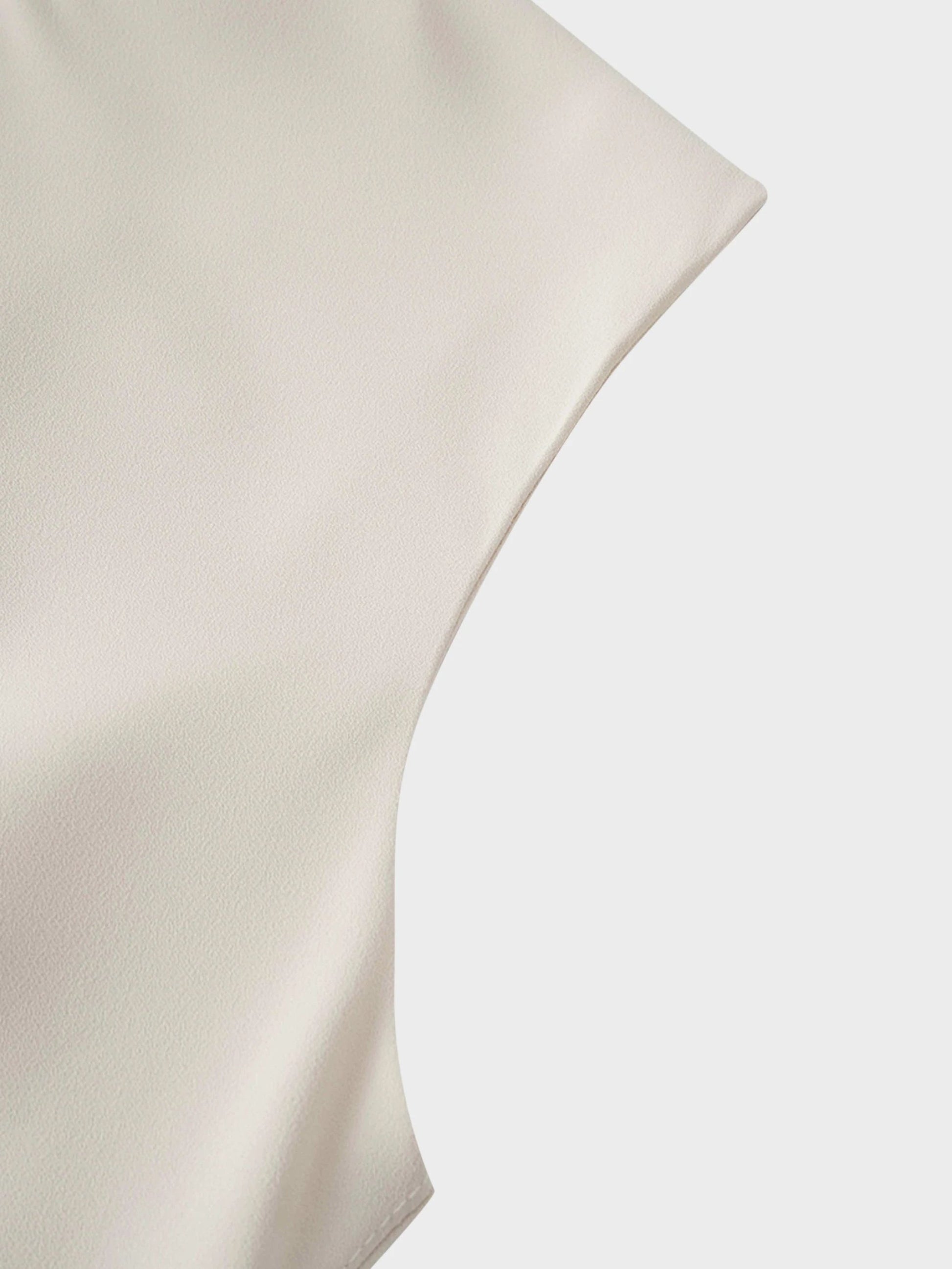 Faux Satin Crew Neck Slip Dress-White by SOLEI