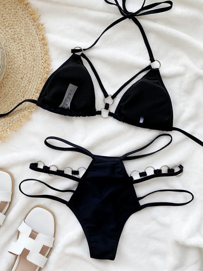 Cutout Halter Neck Two-Piece Bikini Set by Trendsi