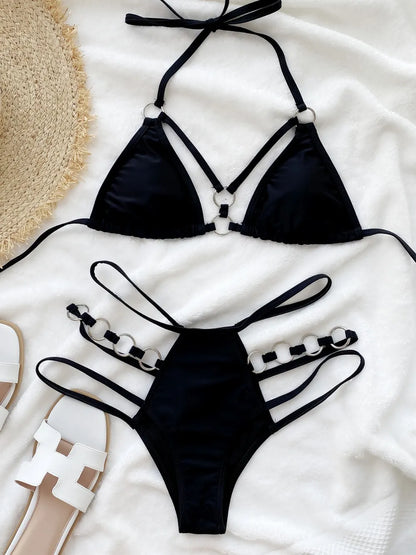 Cutout Halter Neck Two-Piece Bikini Set by Trendsi