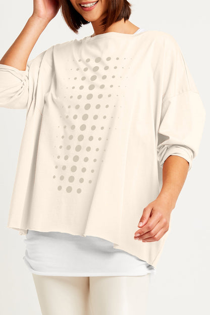 Pima Cotton Dot Dot Dot Luxury Boxy T-Shirt - Stone/Titanium