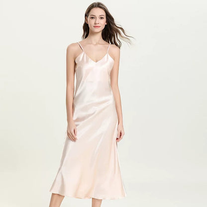 Lucina Evening Tea-Length Satin Nightdress