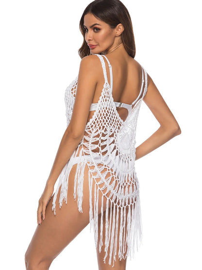 Crochet Fringe Beach Cover Up by Trendsi
